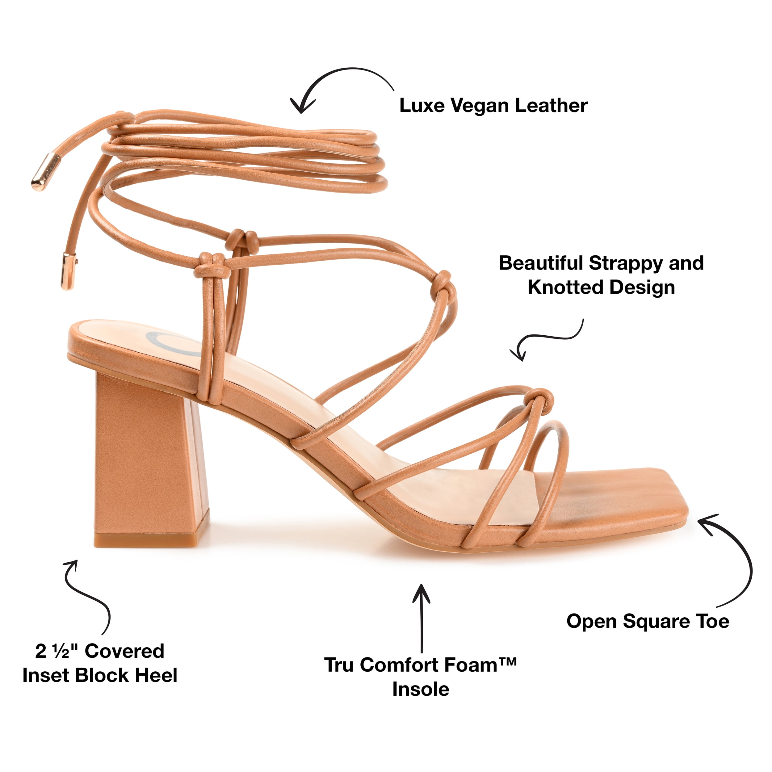 Journee Womens Harpr Open Square Toe Block Heel Dress Sandals
