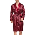 thumbnail image 1 of Mens Satin Robe Lightweight Silk Long Sleeve Bathrobe with Shorts Set Spa Kimono Sleepwear, 1 of 5