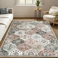 thumbnail image 2 of Hasoo Washable Area Rug 5' x 7' Floral Rug for Living Room Soft Polyester Accent Indoor Carpet, Gray/Pink, 2 of 6