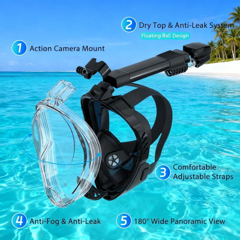 Absoke Full Face Snorkel Mask with Camera Mount photo 6