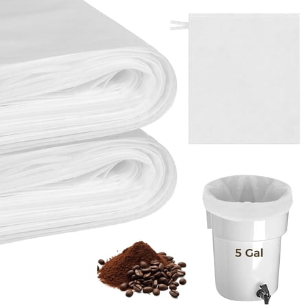 100 PCS Commercial Cold Brew Coffee Filters, 15.8 x 19.7 inch Large Disposable Filter Bag for 5 Gal Bucket, Non-Woven Fabric Fine Mesh Brewing Bags for Coffee Shops, Restaurants, Home Brewing