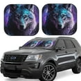 thumbnail image 2 of Uemuo Purple Sky Wolf Printed 2 PCS Car Windshield Sun Shade, Auto Sun Heat and UV Rays Blocker, Foldable Automotive Front Window Sunshade Protector, 2 of 7
