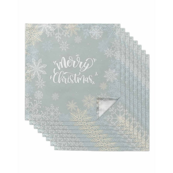 Christmas Cloth Napkins Set of 8, Merry Christmas Snowflake Xmas Washable Reusable Dinner Cocktail Napkin for Kitchen Party Wedding Banquet Holiday Baby Shower Table Decor