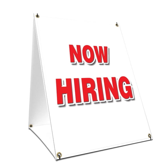 A-frame Sidewalk Now Hiring Sign With Graphics On Each Side | 18" X 24" Print Size