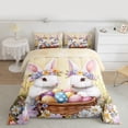 thumbnail image 3 of Feelyou Kawaii Rabbit Bunnies Bedding Comforter Set, Cartoon Eggs Twin Comforter Sets, Happy Western Easter Reversible Bedding Set, Ultra Soft Bedroom Decor, 2pcs, 3 of 9