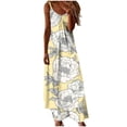 thumbnail image 3 of TaTaai Women Elegant Print Round Neck Spaghetti Strap Ankle Length Dress Fashion Casual Soft Lightweight Daily Dating Work Outfits Gift, 3 of 5