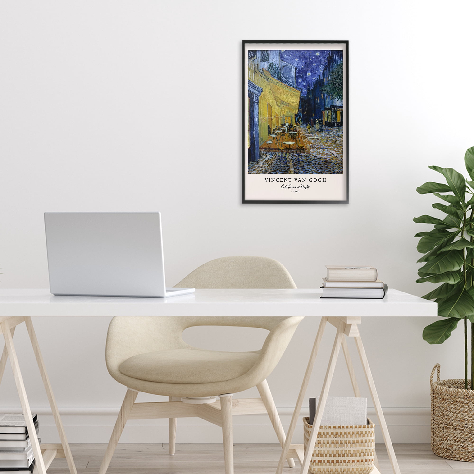 Stupell Industries Classic Cafe Terrace At Night Black Framed Giclee Art, design by Vintage Hustle