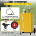 thumbnail image 3 of SKYSHALO Fuel Caddy, 30 Gallon, Gas Storage Tank & 2 Wheels, with Manuel Transfer Pump, Gasoline Diesel Fuel Container for Cars, Lawn Mowers, ATVs, Boats, More, Yellow, 3 of 9