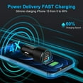 thumbnail image 2 of PD30W+QC18W Car Charger with 2 Pack 6FT USB C Cables, Cigarette Lighter USB Car Charger Fast Charging, Type C Cable Cord USB C to C Cable, Car Phone Charger Adapter for iPhone, SamSung, Black+Purple, 2 of 7