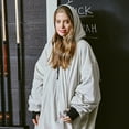thumbnail image 3 of Nestl  Warm Oversized Unisex Wearable Blanket Hoodie - Reversible Cozy Snuggle Hoodie Blanket - Giant Sweater Blanket Hoodie Adult - Black/Ivory, 3 of 5