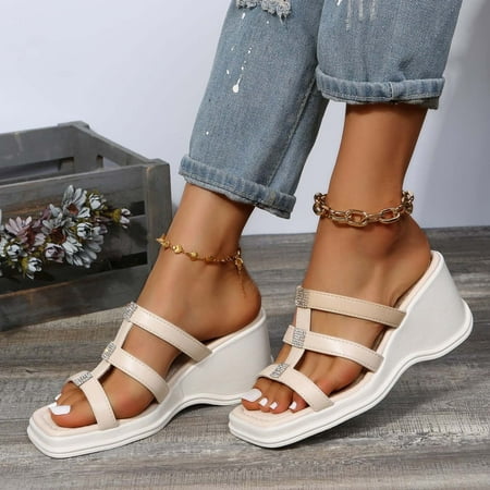 

Fashion New Arrivals AXXD Women s Shoes Flat Shoes Ladies Beach Sandals Summer Non-Slip Causal Slippers for New Trends Beige 7.5