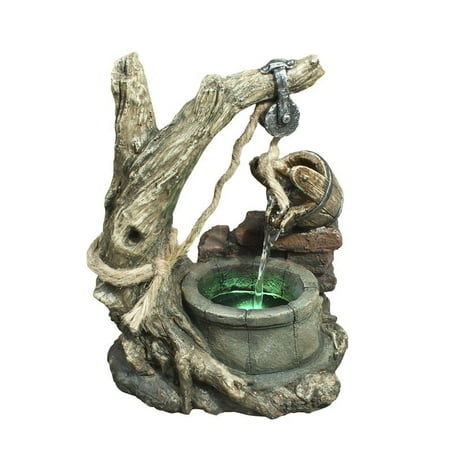 Alpine 13 in. Bucket and Well Tabletop Fountain
