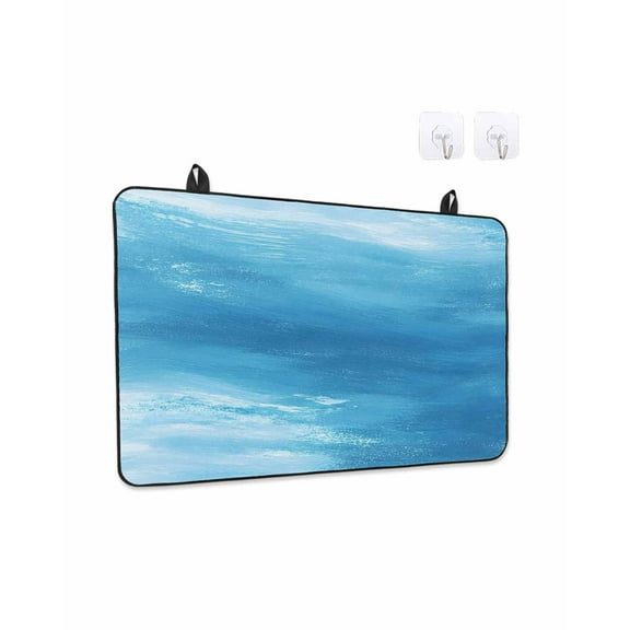 Stove Top Covers for Electric Stove 31x24 Inches, Blue Coastal Wave Heat Insulation Fireproof Glass Cooktop Protector, Summer Oil Painting Ocean Multipurpose Countertop Stovetop Cover for Kitchen