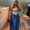 Blue, variant on Pleated Maxi Dress with Floral Corset Top