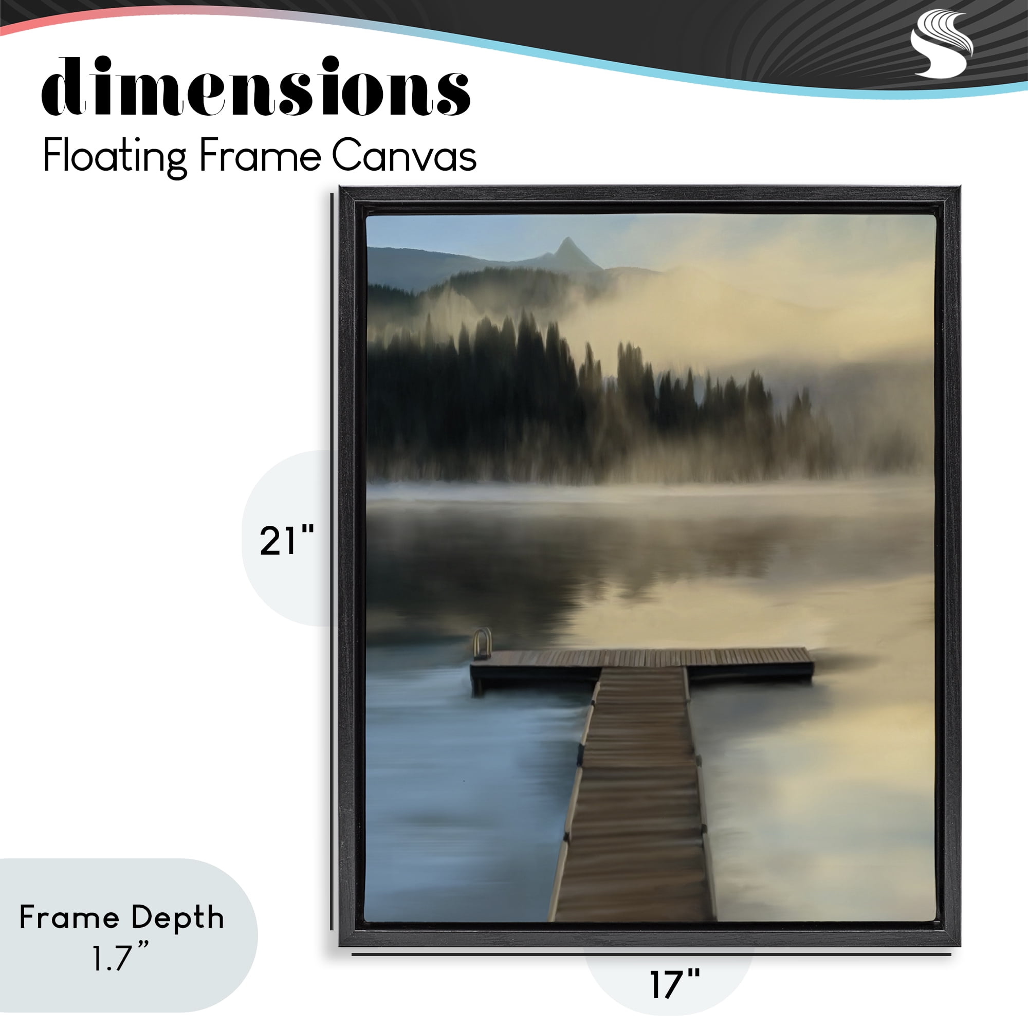 Stupell Industries Reflective Lake At Dusk Black Framed Floater Canvas Wall Art, design by Renel Peters
