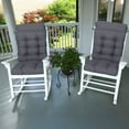 thumbnail image 4 of BPS Outdoor Patio Rocking Chair Cushion, Waterproof Fade-Resistant High Back Cushions, Tufted Pads with Ties, Set of 2, Dark Gray, 4 of 8