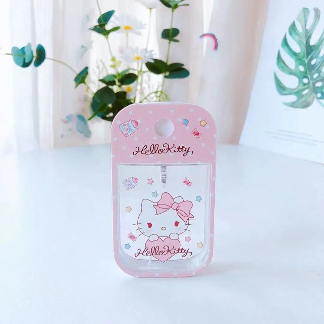 Kawaii Sanrioed Hellokitty Kuromi Mymelody Cinnamoroll portátil de dibujos animados desinfección Alcohol Spray botella de bolsillo de niebla separada