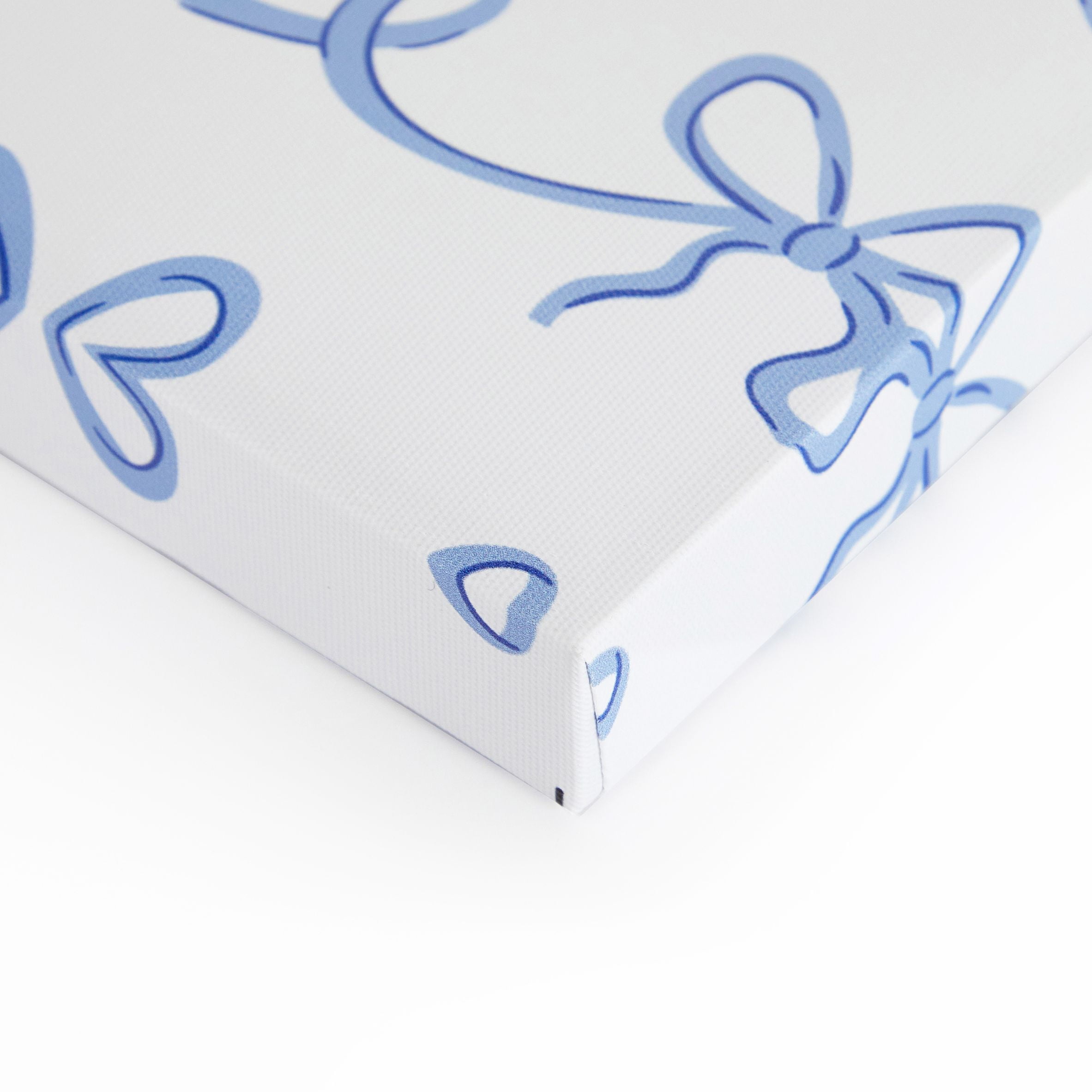 Urban Shop Dorm Bulletin Board, 24" x 16", Blue, Ribbon Print, Decorative Bow & Pearl Push Pins Included