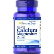 Puritan's Pride Chelated Calcium Magnesium Zinc 1000 Mg/400 Mg/25 Mg / 100 Caplets