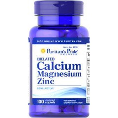 Puritan's Pride Chelated Calcium Magnesium Zinc 1000 Mg/400 Mg/25 Mg / 100 Caplets