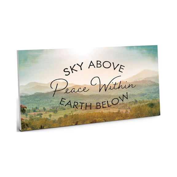 Sky Above Peace Within Green Landscape 10 x 5 Wood Wall Sign Plaque