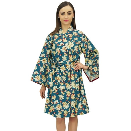 

Bimba Women s Floral Printed Short Kimono Robe Long Sleeve Bridal Cover Up-22