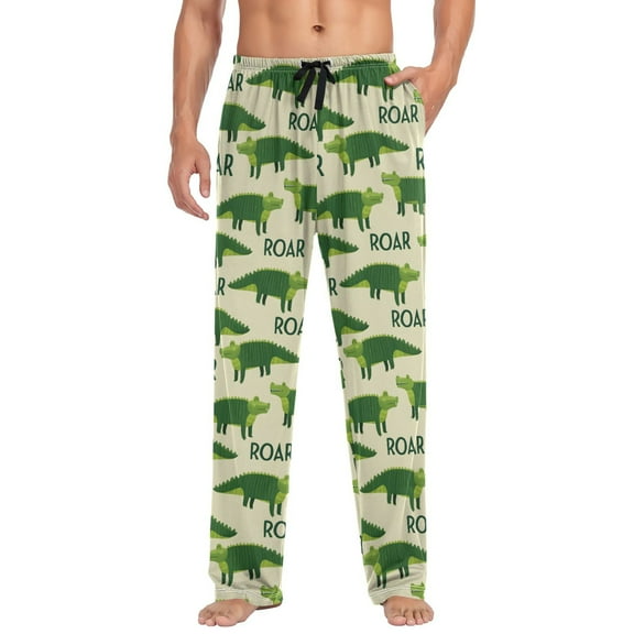 joogoo Men's Pajama Pants Crocodile Cartoon Soft Long Sleep Lounge Pjs Bottoms L