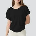 thumbnail image 2 of Adeawade Womens Tops Crewneck Short Sleeve Loose Fit Solid Color Fashion Tee Daily Wear S Black, 2 of 4