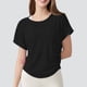 thumbnail image 2 of Camiseta holgada para mujer: con abertura en la espalda y fruncidos laterales, poliéster, ropa informal/para yoga (tallas S-XL), 2 of 4