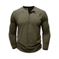 thumbnail image 2 of SUNSIOM Men's Spring Autumn Casual T-shirt Solid Color Long Sleeve Crewneck Button Up Tops, 2 of 5