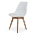thumbnail image 2 of Silla de Comedor Moderna con Asiento Acolchado de Diseño Minimalista Tipo Eames Pedestal - Silla Ergonomica Acojinada con Estructura de Madera Ideal para Interior Blanco, 2 of 5