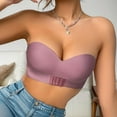 thumbnail image 4 of juhao Strapless Bra for Women Non-Slip Silicone Bandeau Bra Non-Padded Wireless Front Closure Half Cup Push Up Bra Underwear, 4 of 6