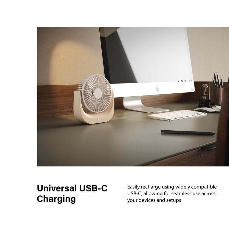 Incipio Rechargeable USB Desk Fan, 3 Speeds, Woodgrain photo 4