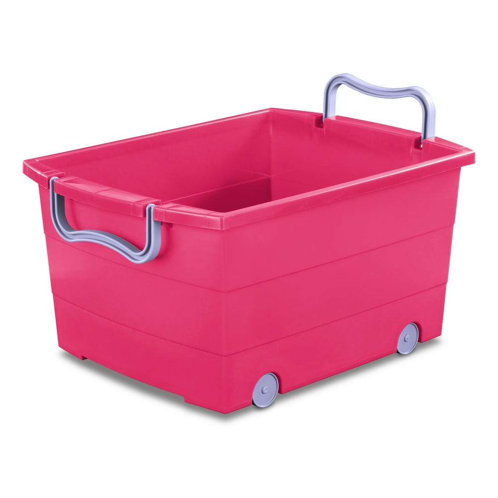 Your Zone Wheeled Stacking Bin Fuchsia Burst