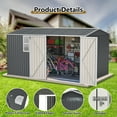thumbnail image 6 of LZBEITEM 12'x8' Outdoor Storage Shed with Floor Frame & Window, Metal Garden Shed Kit, Backyard Shed, Lockable Doors for Backyard Patio Lawn, Gray, 6 of 11
