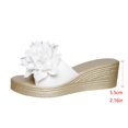 thumbnail image 4 of Wensltd Women Flower Solid Color Wedge Sandals Open Toe Slip On Summer Casual Vacation Beach Shoes Comfortable Trendy Breathable Design, 4 of 9