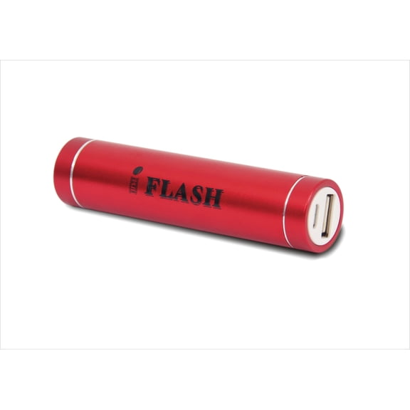 IFLASH® Mini 2600mAh External Battery Pack - Ultra-Compact Lipstick Size Portable Power Bank Charger - Red [Stylish and Tiny 3.50 x 0.91 x 0.91 inch Dimensions]