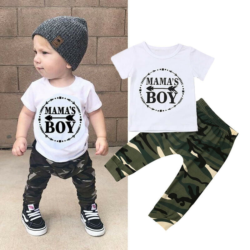 Camouflage Pants  Set AB Infant Newborn Baby Boys Outfits Clothes T Shirt Tops