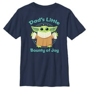 Boy's Star Wars: The Mandalorian Grogu Dad's Little Bounty of Joy Graphic Tee Navy Blue Small