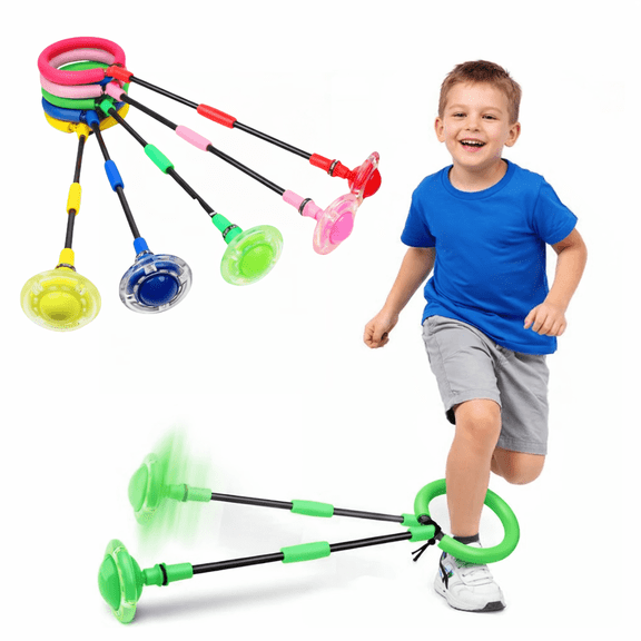 Innotech SC Skip Ball for Kids & Adults, Portable Foldable Flash Wheel Swing Ball, LED Ankle Skip Toy, Sports Fitness Toy for Girls & Boys Ages 5-10 Blue
