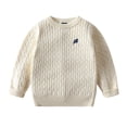 thumbnail image 4 of Luvior Boys' Girls' Cable Knit Sweater Long Sleeve Solid Pullover Toddler Crew Neck Fall, 4 of 4