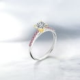thumbnail image 4 of Gem Stone King 925 Silver and 10K Yellow Gold Lab Grown Diamond and Pink Lab Grown Diamond Engagement Ring for Women | 0.94 Cttw | Cushion 5MM | Gemstone April Birthstone | Size 7, 4 of 4