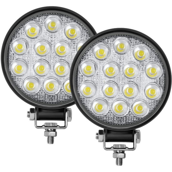 Led Round Light Bar 2PCS 4.5" 140w 14000LM Flood Light Pod Off Road Fog Driving Roof Bar Bumper for SUV Truck, Hunters