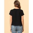 thumbnail image 4 of Unique Bargains Blouse d'Été Plissée à Manches Courtes en Chiffon pour Femmes Noir L, 4 of 5