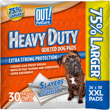 OUT! Heavy Duty XXL Dog Pads | Absorbent Pet Training and Puppy Pads | 30 Pads | 26 x 30