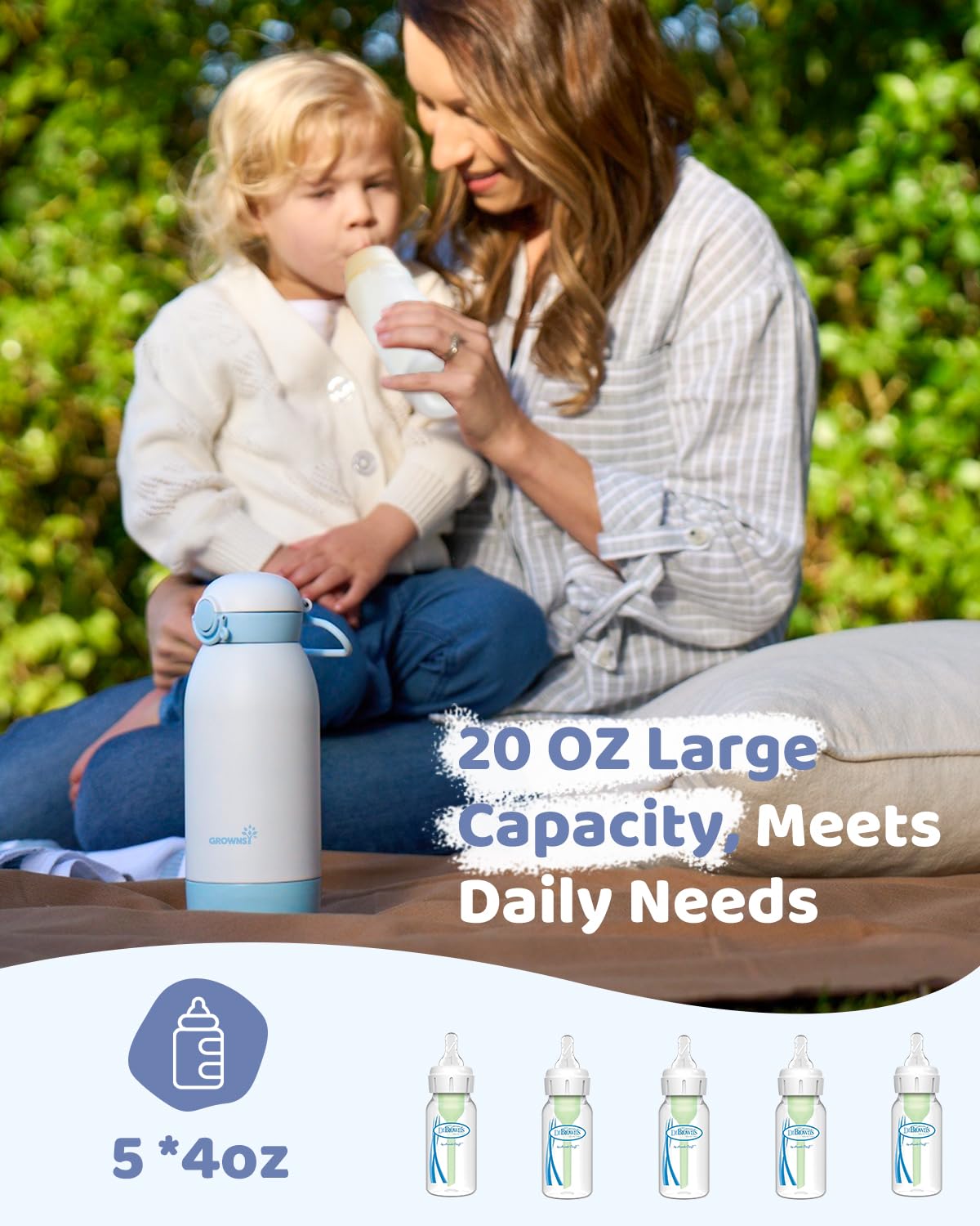 Grownsy Portable Bottle Warmer, USB Rechargeable, 20oz photo 3