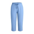 thumbnail image 7 of Guluxicc Womens Cropped Pants with Pockets Elastic Waist Drawstring Straight Leg Capris for Summer Casual Outfits, 7 of 7