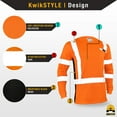 thumbnail image 2 of KwikSafety (Charlotte, NC) OPERATOR Long Sleeve Safety Shirt (w/ POCKET & Solid Reflective Tape) Class 3 ANSI OSHA Custom High Visibility Construction Security Hi Viz Clothing Gear Men | Orange XL, 2 of 7