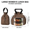 thumbnail image 5 of Brown and Black Leopard Print Drawstring Lunch Bag Women - Drawstring Lunch Bag Insulated for Work Office - Stain-Resistant Large Lunchbags for Women with Multi-Pockets, 5 of 6