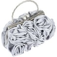 thumbnail image 5 of Women Flower Clutch Purse Rose Satin Evening Handbag Small Purse with Detachable Chain Strap for Wedding Party, 5 of 7